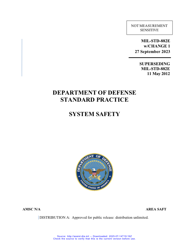 Cover page of MIL-STD-882E