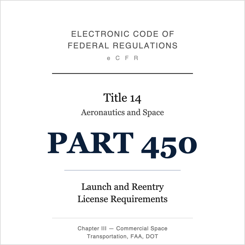 Cover page of 14 CFR Part 450